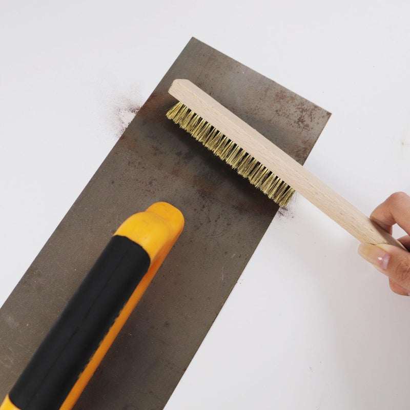 MAXMAN Brass Brush, Soft Brass Bristle Wire Brush for Cleaning Metal Rust, Welds, Home and Kitchen, Wire Scratch Brushes with 10" Beechwood Handle - Image 5
